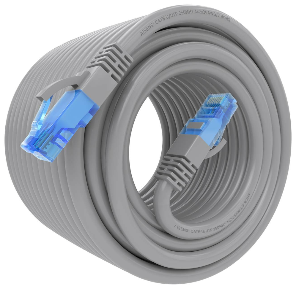 CABLE RED AISENS LATIGUILLO RJ45 CAT.6 UTP AWG26 CCA GRIS 20M - detalle