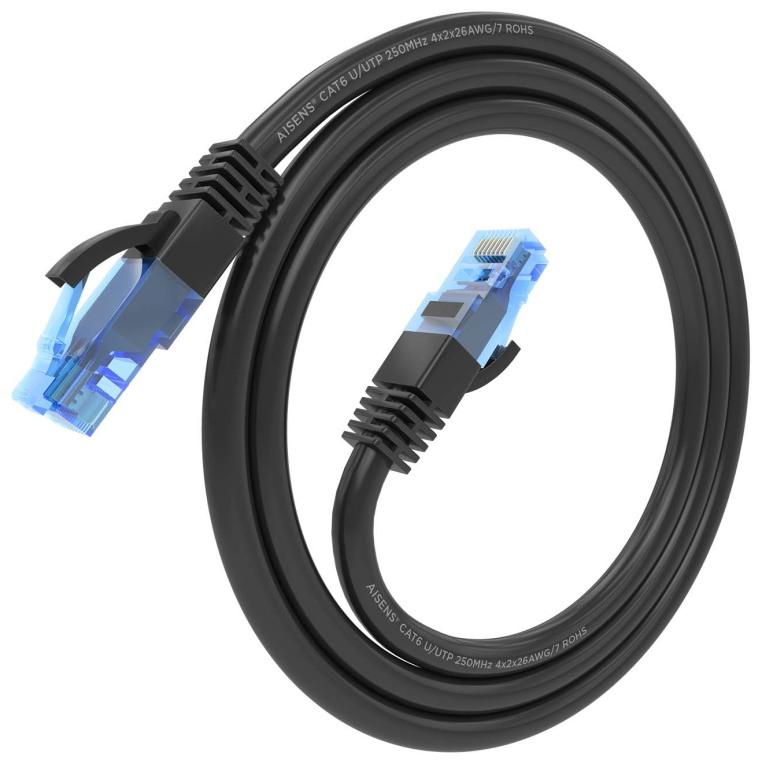CABLE RED AISENS LATIGUILLO RJ45 CAT.6 UTP AWG26 CCA NEGRO 0.75M - detalle