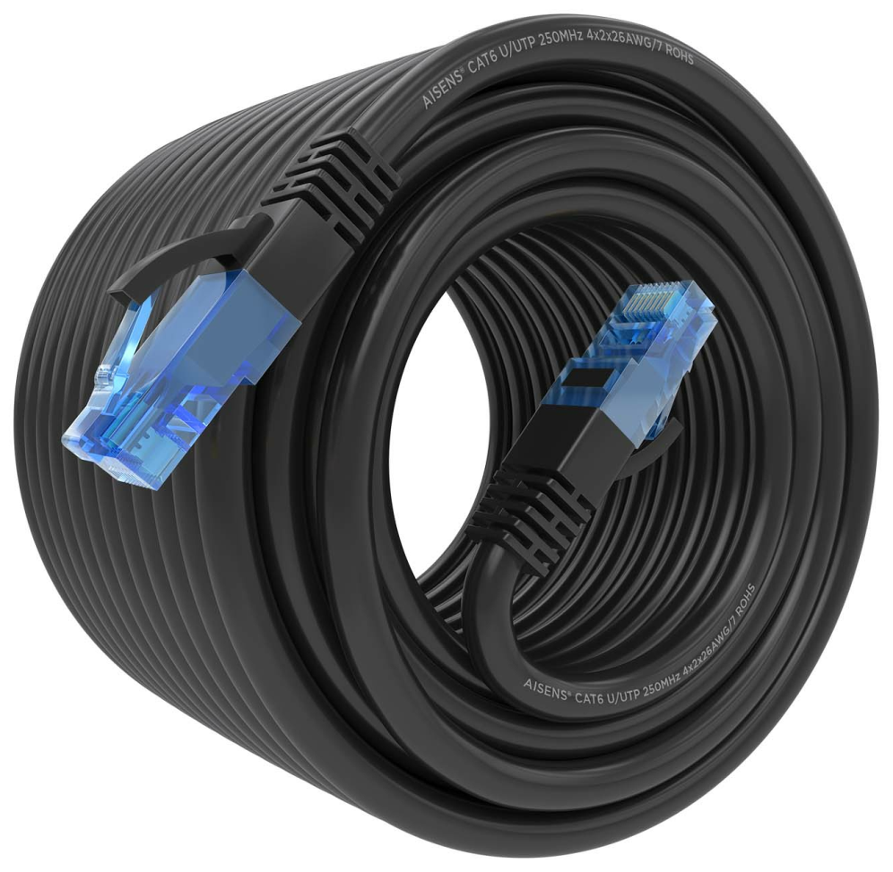 CABLE RED AISENS LATIGUILLO RJ45 CAT.6 UTP AWG26 CCA NEGRO 20M - detalle