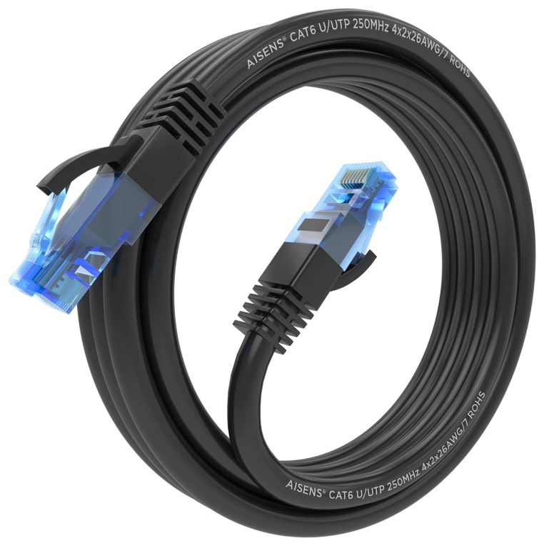 CABLE RED AISENS LATIGUILLO RJ45 CAT.6 UTP AWG26 CCA NEGRO 3.0M - detalle