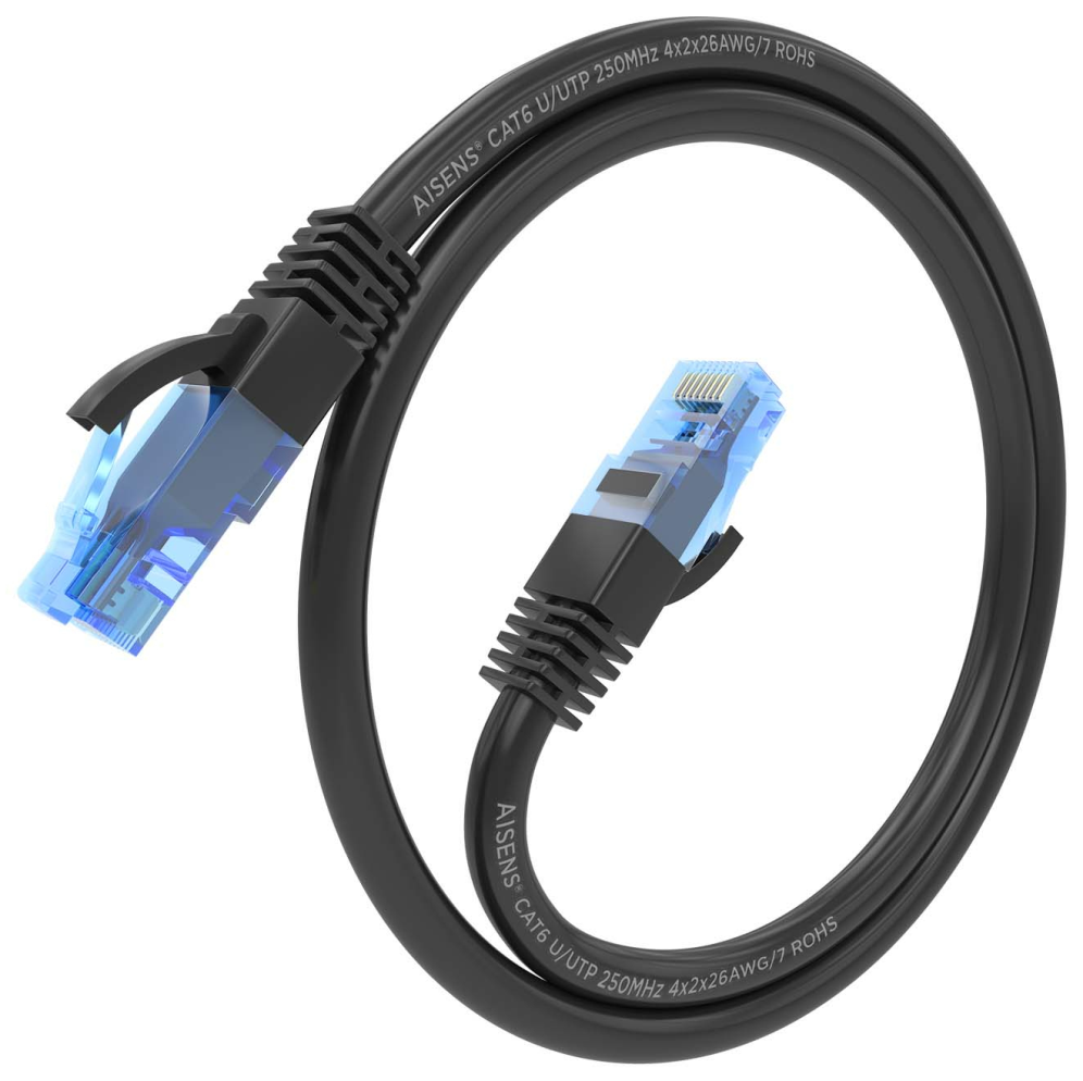 CABLE RED AISENS LATIGUILLO RJ45 CAT.6 UTP AWG26 CCA NEGRO 30CM - detalle