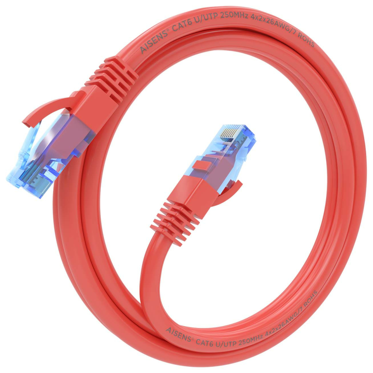 CABLE RED AISENS LATIGUILLO RJ45 CAT.6 UTP AWG26 CCA ROJO 1.0M - detalle