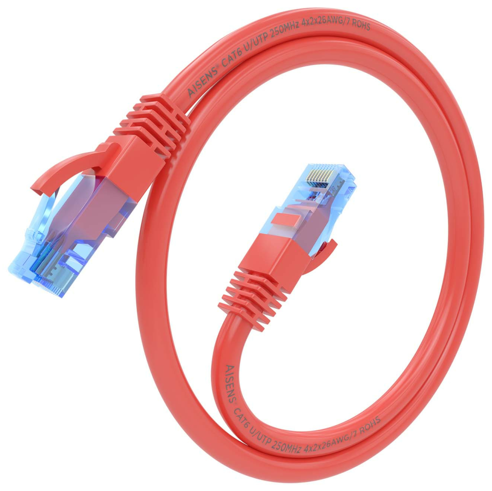 CABLE RED AISENS LATIGUILLO RJ45 CAT.6 UTP AWG26 CCA ROJO 25CM - detalle