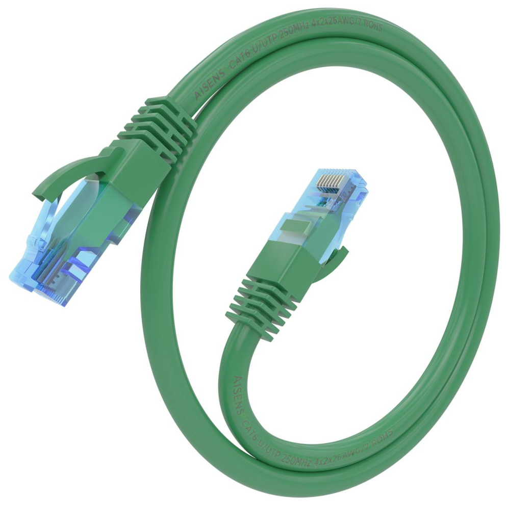 CABLE RED AISENS LATIGUILLO RJ45 CAT.6 UTP AWG26 CCA VERDE 30CM - detalle