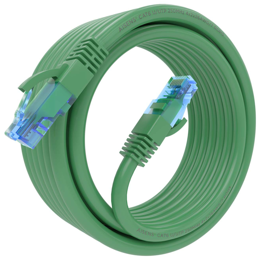 CABLE RED AISENS LATIGUILLO RJ45 CAT.6 UTP AWG26 CCA VERDE 5.0M - detalle