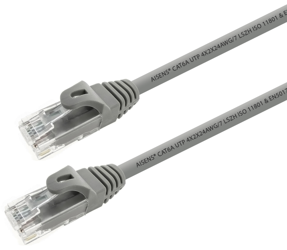 CABLE RED AISENS LATIGUILLO RJ45 LSZH CAT.6A UTP AWG24 25CM GRIS