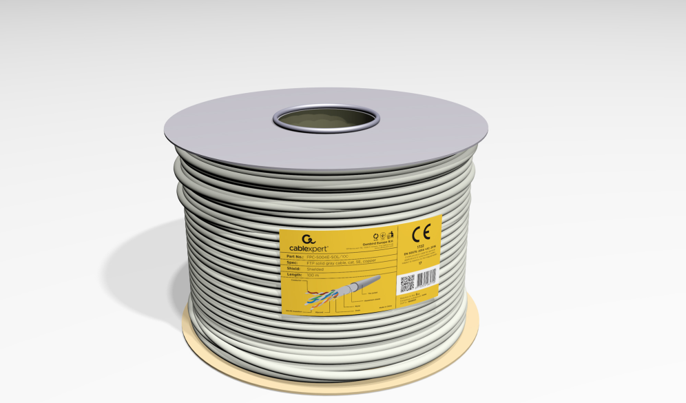 CABLE RED FTP GEMBIRD CAT5E CCA PREMIUM SOLIDO 100 M - detalle