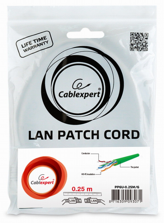CABLE RED GEMBIRD UTP CAT6 0,25M VERDE - detalle