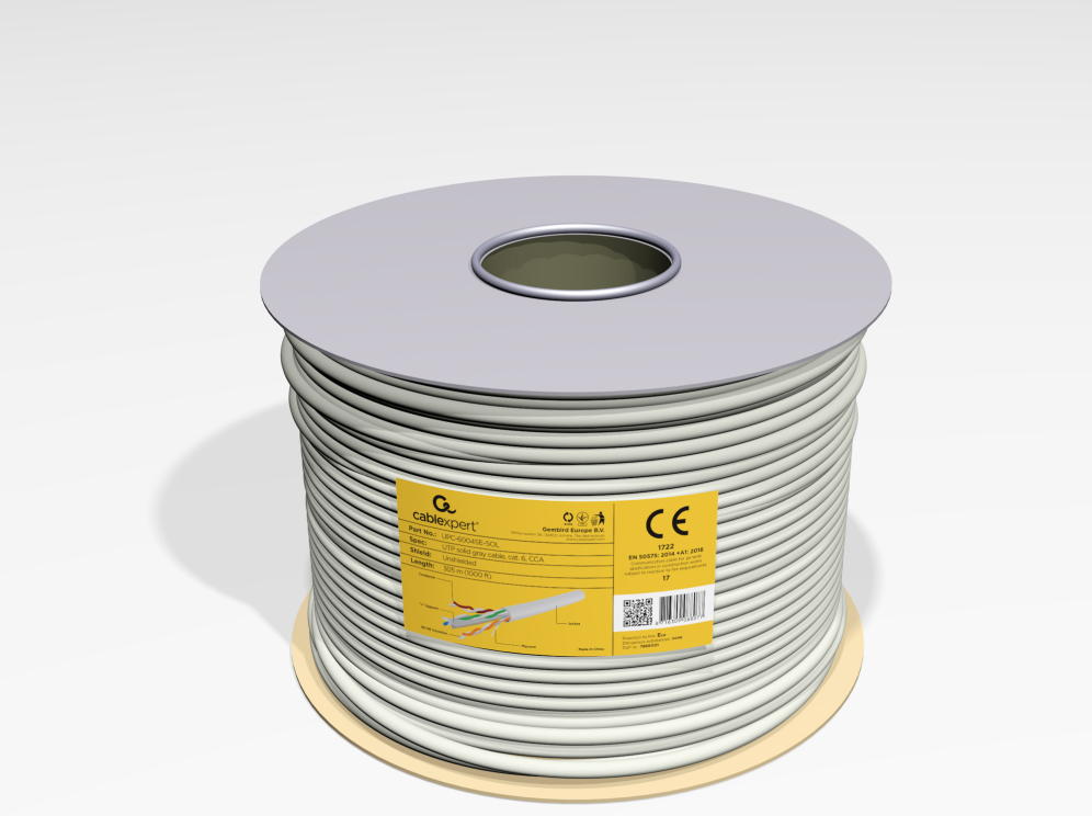 CABLE RED GEMBIRD UTP CAT6 LAN POR CABLE 100 M - detalle