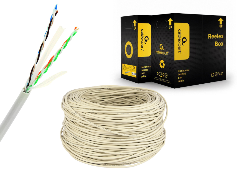 CABLE RED GEMBIRD UTP CAT6 TRENZADO PREMIUM CCA AWG24 BOBINA 305M GRIS - detalle