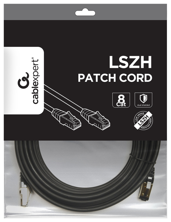 CABLE RED S-FTP GEMBIRD CAT 8 LSZH NEGRO 5 M - detalle