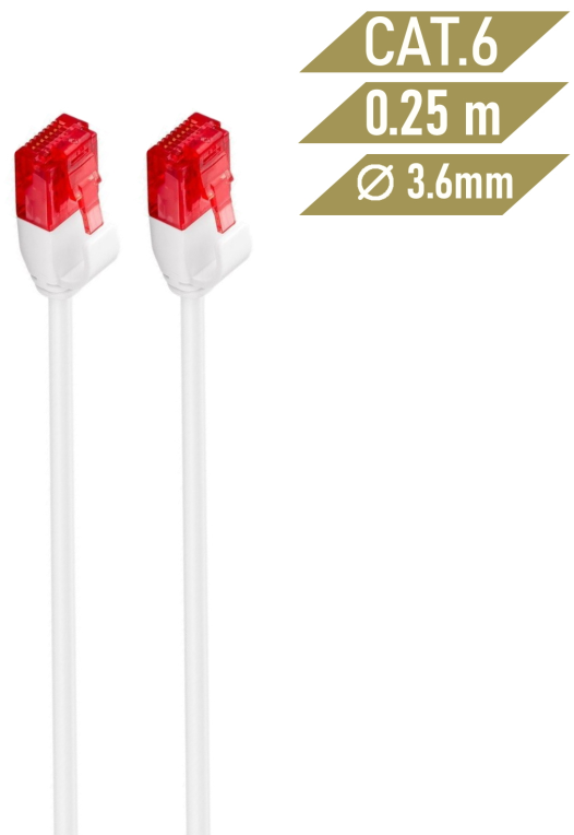 CABLE RED SLIM EWENT CAT6 U/UTP 0,25M BLANCO - detalle