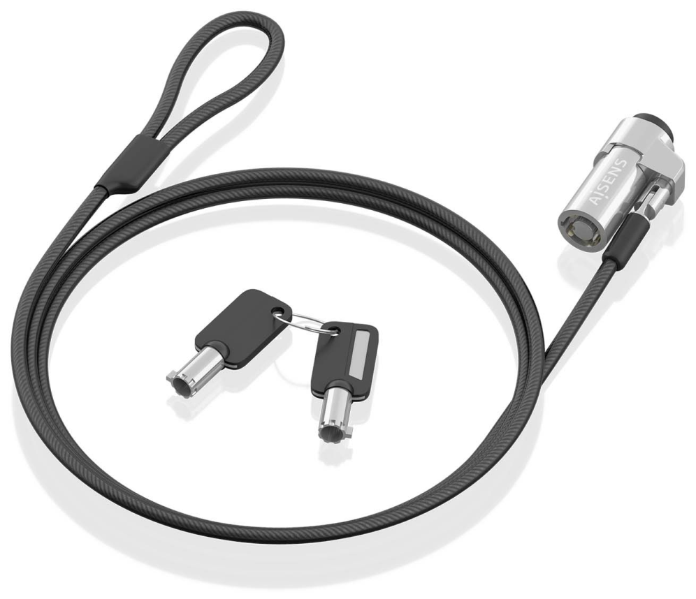 CABLE SEGURIDAD AISENS TIPO NANO CERRADURA LLAVE 1.5M - detalle