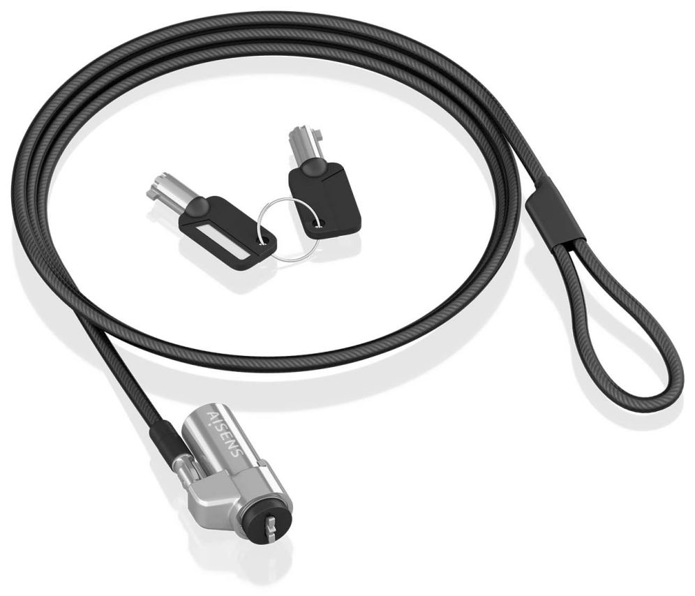CABLE SEGURIDAD AISENS TIPO NANO CERRADURA LLAVE 1.5M - detalle