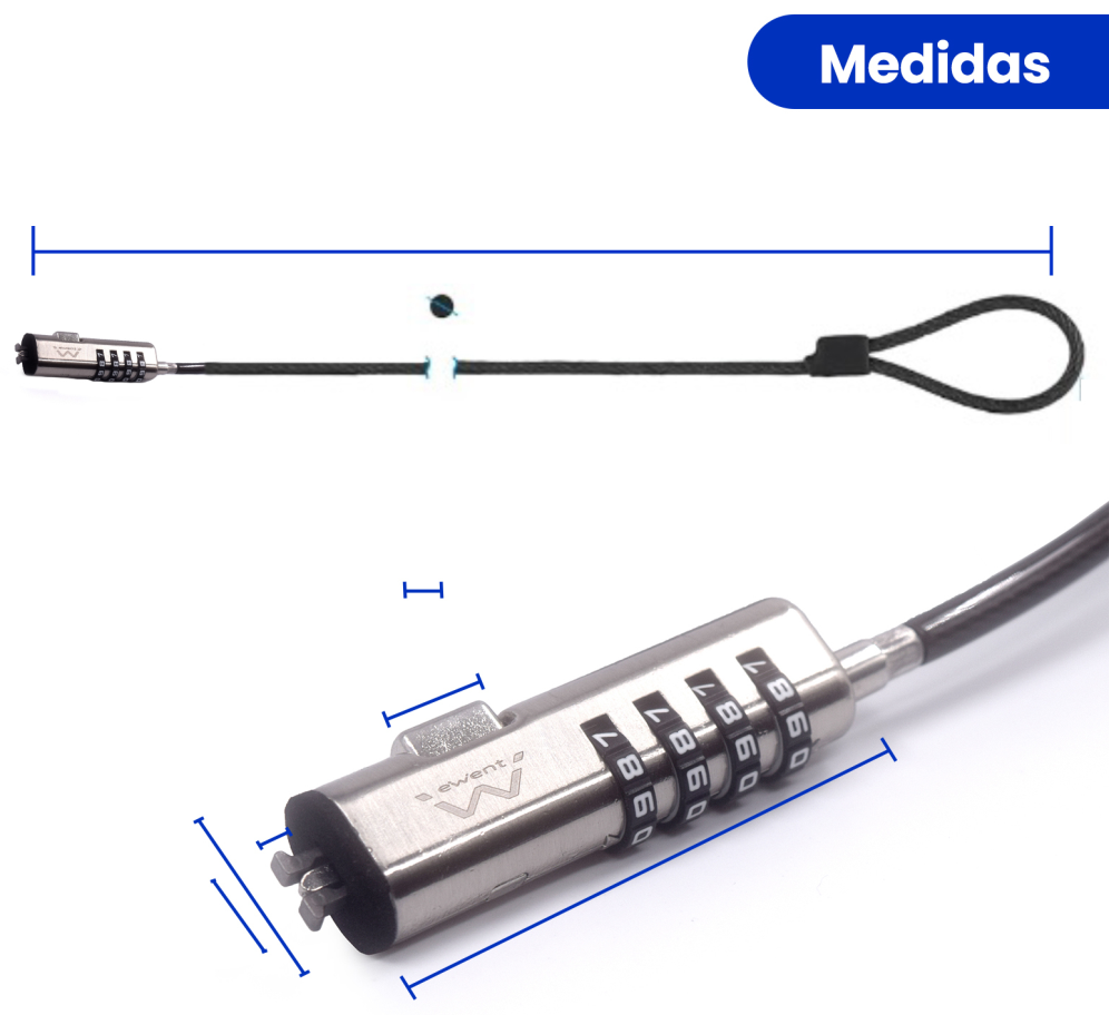 CABLE SEGURIDAD EWENT NANO CON COMBINACION - detalle