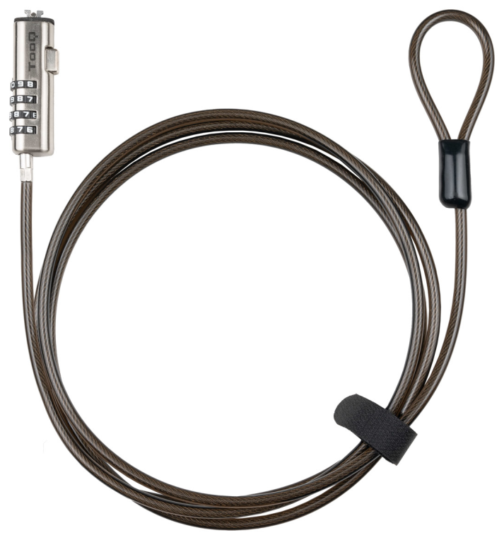 TooQ Cable de Seguridad Tipo NANO con Combinación para Portátiles 1.5 metros. Gris Oscuro