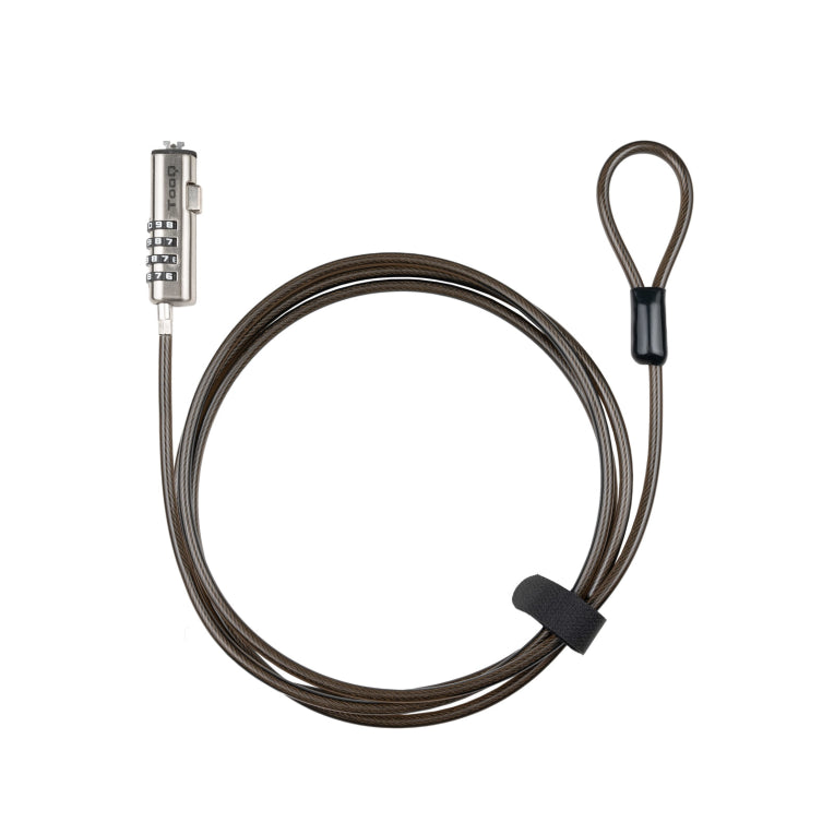 TooQ Cable de Seguridad Tipo NANO con Combinación para Portátiles 1.5 metros. Gris Oscuro