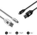 CABLE SUBBLIM 2X PREMIUM MICRO USB 2.4A 1M ALU BLACK/SILVER