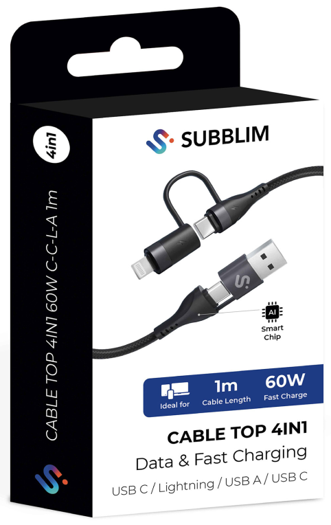 CABLE TOP 4IN1 60W C-C-L-A 1M - detalle