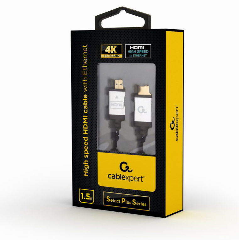 CABLE TRENZADO HDMI 2.0 4K 60HZ GEMBIRD SELECT PLUS CON ETHERNET 1.5M NEGRO - detalle