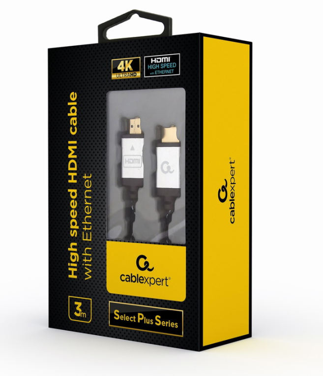 CABLE TRENZADO HDMI 2.0 4K 60HZ GEMBIRD SELECT PLUS SERIES CON ETHERNET 3M NEGRO - detalle