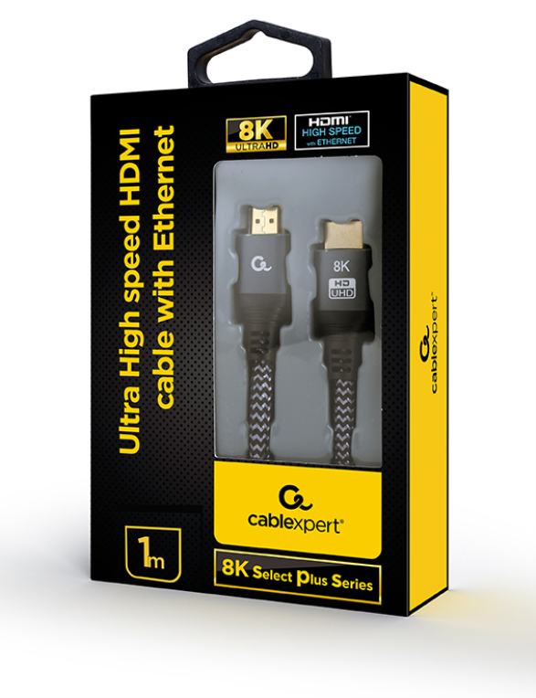 CABLE TRENZADO HDMI 2.1 8K 60HZ GEMBIRD SELECT PLUS SERIES CON ETHERNET 1M NEGRO - detalle