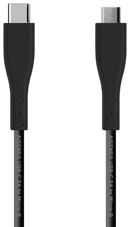 CABLE USB 2.0 AISENS 3A TIPO USB-C M MICRO B M NEGRO 1.0M