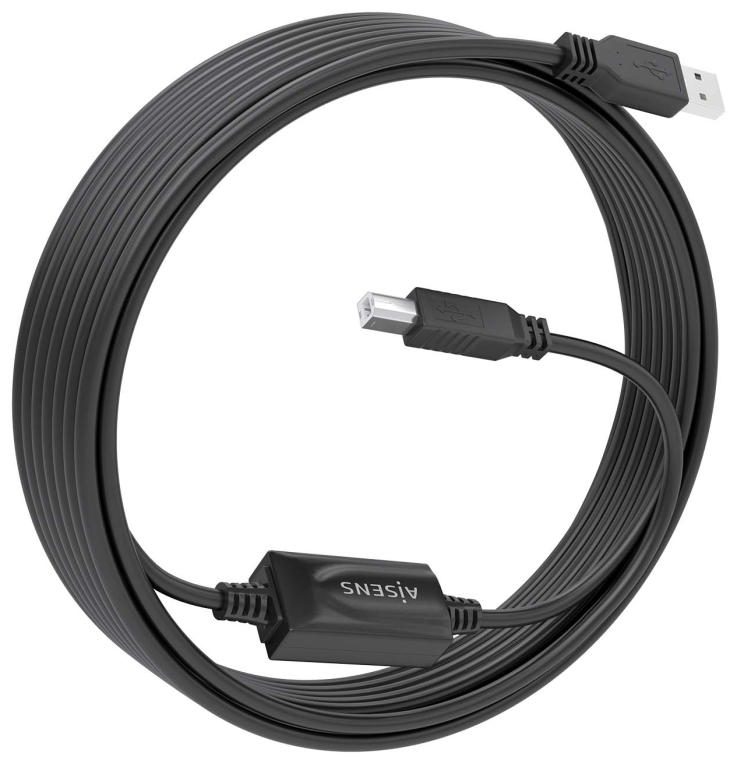 CABLE USB 2.0 AISENS CON AMPLIFICADOR TIPO A/M-B/M, NEGRO, 10M - detalle