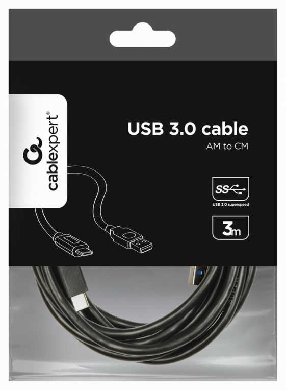 CABLE USB 3.0 GEMBIRD AM A TIPO C AM/CM, 3M - detalle