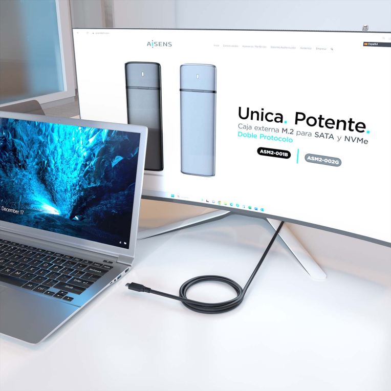 CABLE USB 3.2 AISENS GEN2X2 8K@30HZ 5A 100W C/M-USB-C/M 3.0M - detalle