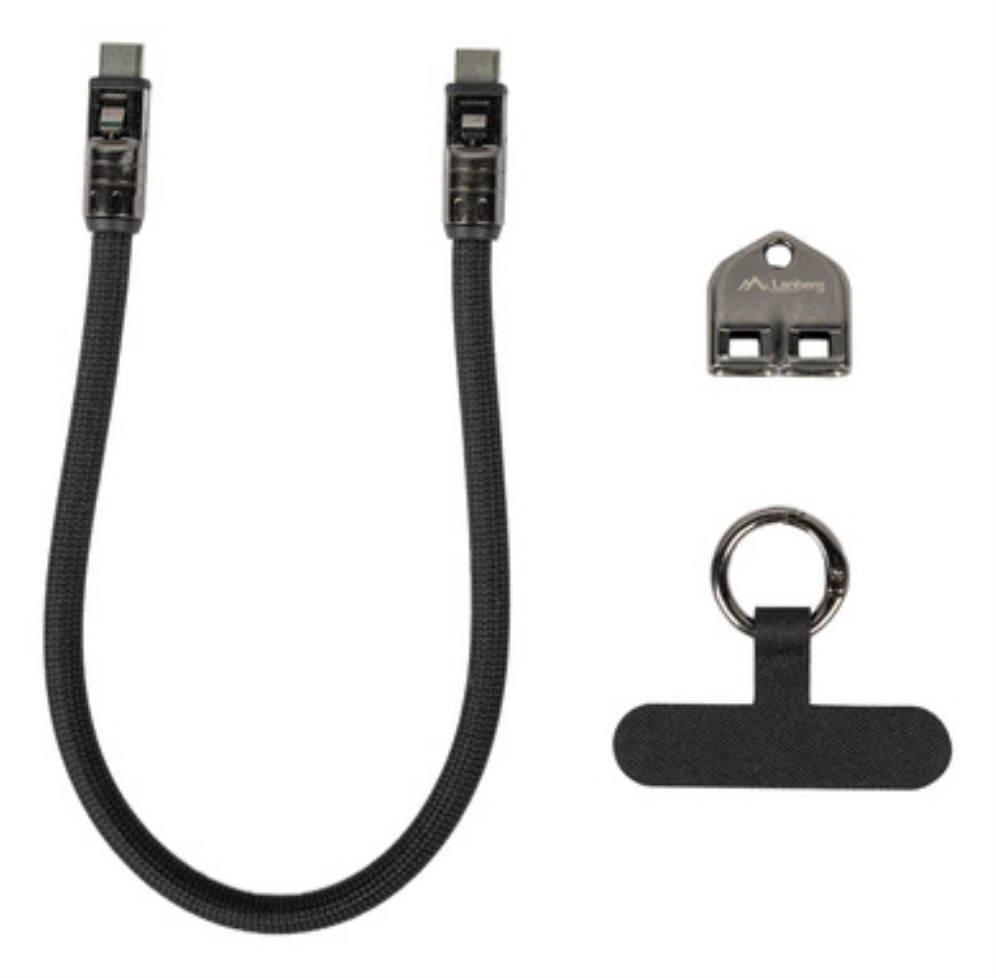 CABLE USB C 4.0 LANBERG CORDON/LLAVERO M/M 480MB/S PD240W 0.3M NEGRO - detalle