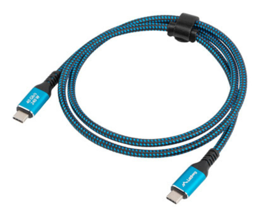 CABLE USB C 4.0 LANBERG M/M 40GB/S PD240W 8K60HZ 0.5M NEGRO/AZUL - detalle