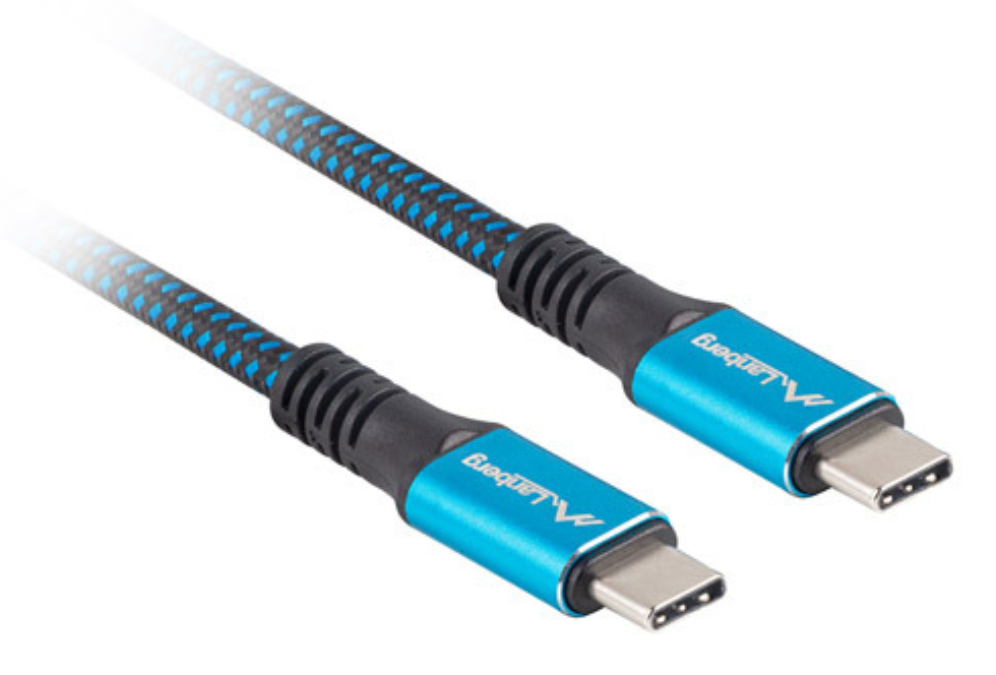 CABLE USB-C 4.0 LANBERG MACHO/MACHO 0.5M 100W 8K 30HZ NEGRO/AZUL - detalle