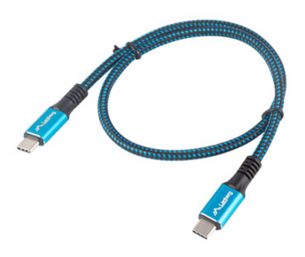 CABLE USB-C 4.0 LANBERG MACHO/MACHO 0.5M 100W 8K 30HZ NEGRO/AZUL - detalle