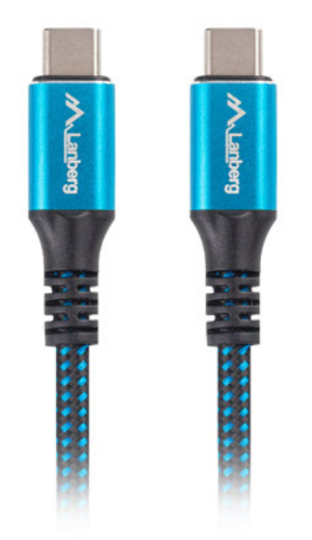 CABLE USB-C 4.0 LANBERG MACHO/MACHO 0.5M 100W 8K 30HZ NEGRO/AZUL - detalle