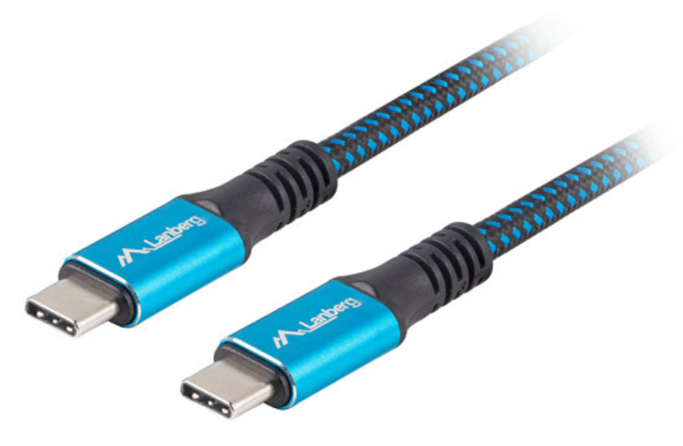 CABLE USB-C 4.0 LANBERG MACHO/MACHO 1.2M 100W 8K 30HZ NEGRO/AZUL - detalle