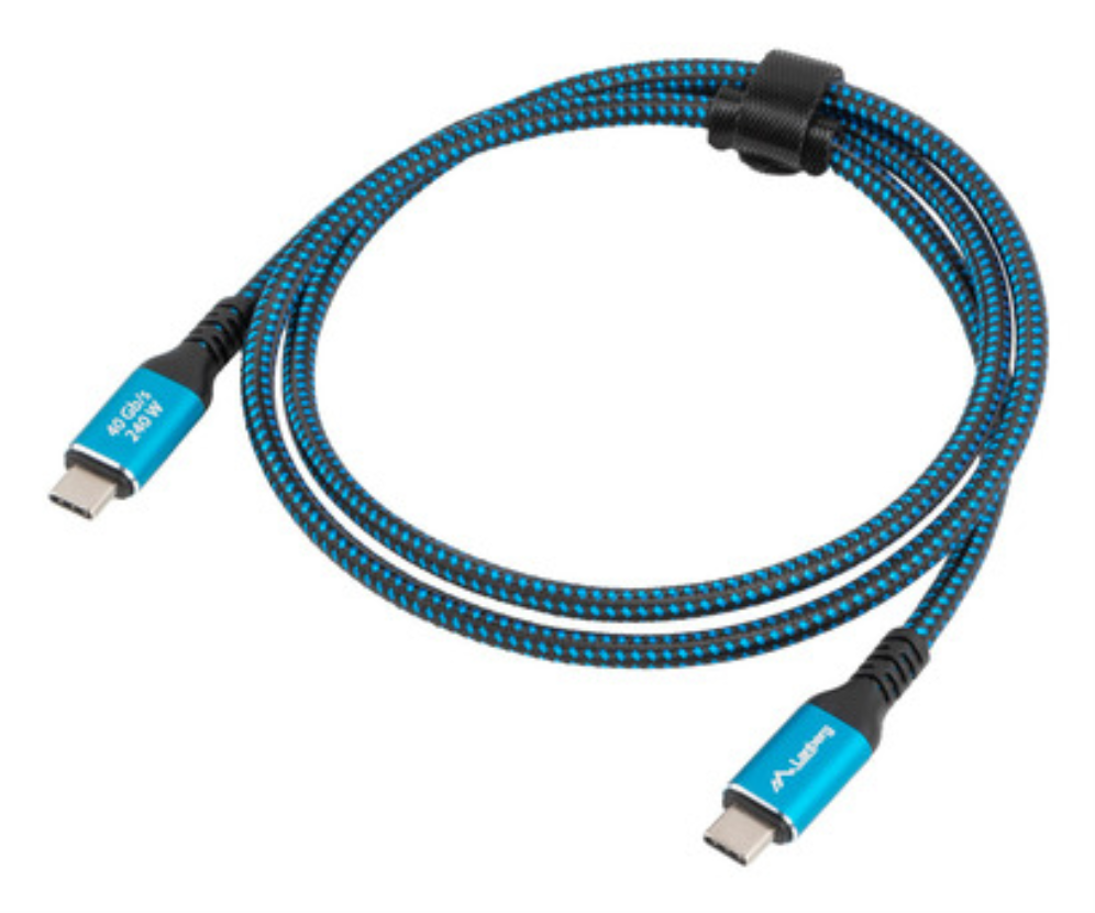 CABLE USB-C 4.0 LANBERG MACHO/MACHO 1M 240W 8K 60HZ NEGRO/AZUL - detalle