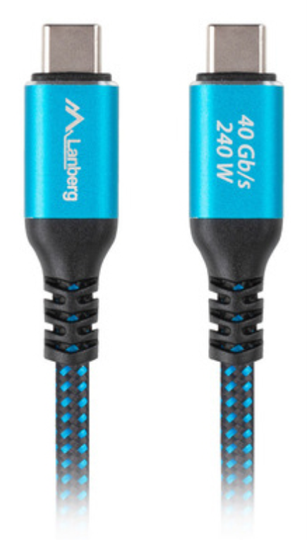 CABLE USB-C 4.0 LANBERG MACHO/MACHO 1M 240W 8K 60HZ NEGRO/AZUL - detalle