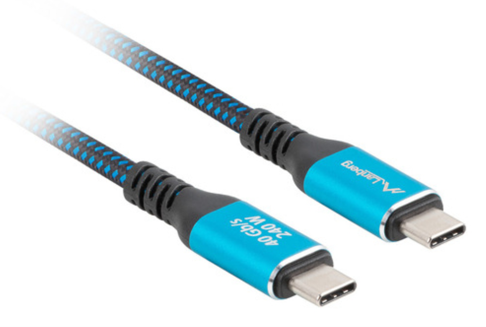CABLE USB-C 4.0 LANBERG MACHO/MACHO 1M 240W 8K 60HZ NEGRO/AZUL - detalle