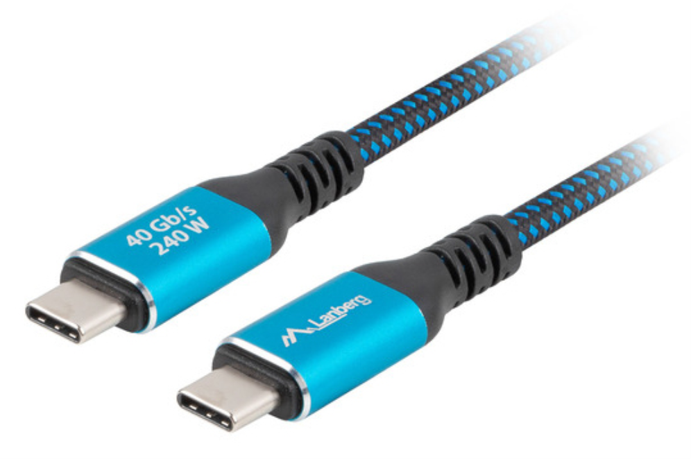 CABLE USB-C 4.0 LANBERG MACHO/MACHO 1M 240W 8K 60HZ NEGRO/AZUL