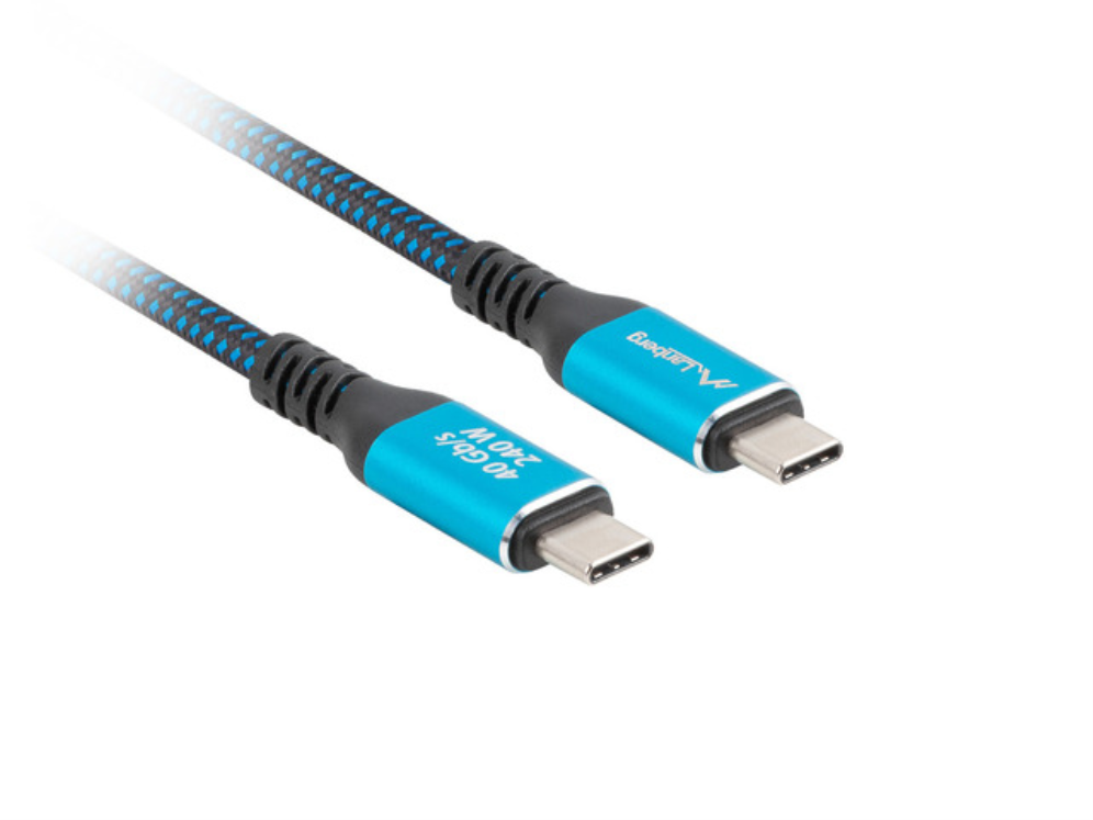 CABLE USB-C 4.0 LANBERG MACHO/MACHO 2M 240W 8K 60HZ NEGRO/AZUL - detalle