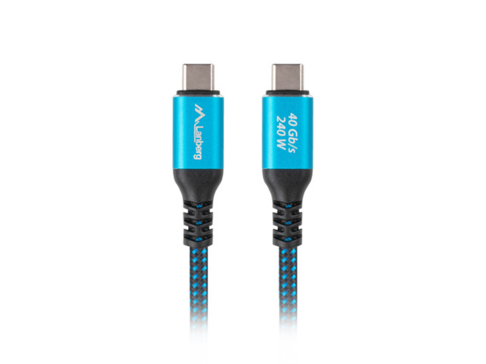 CABLE USB-C 4.0 LANBERG MACHO/MACHO 2M 240W 8K 60HZ NEGRO/AZUL - detalle