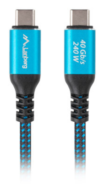Lanberg CA-CMCM-44CU-0005-BK cable USB USB4 Gen 2x2 0.5 m USB C 40 Gbit/s 240 W Negro. Azul