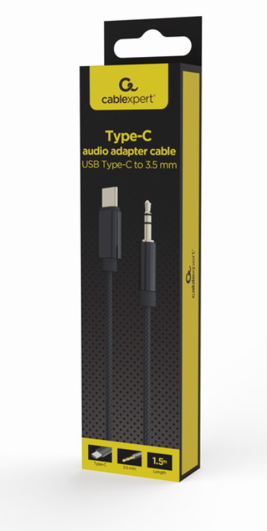 CABLE USB GEMBIRD TIPO C A AUX ESTEREO DE 3,5 MM, 1,5 M, NEGRO - detalle