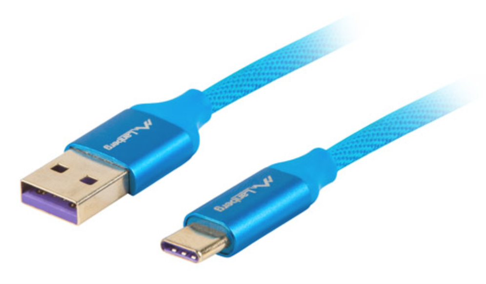 CABLE USB LANBERG 2.0 MACHO/USB C MACHO 5A 1M AZUL
