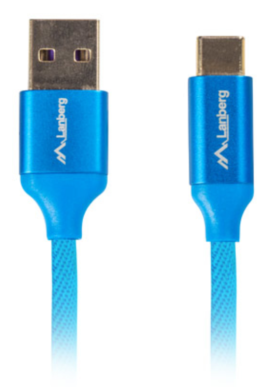 CABLE USB LANBERG 2.0 MACHO/USB C MACHO 5A 1M AZUL - detalle