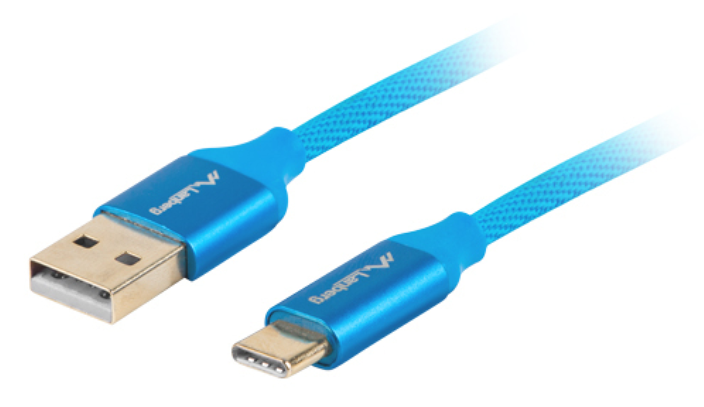 CABLE USB LANBERG 2.0 MACHO/USB C MACHO QUICK CHARGE 3.0 1.8M AZUL - detalle
