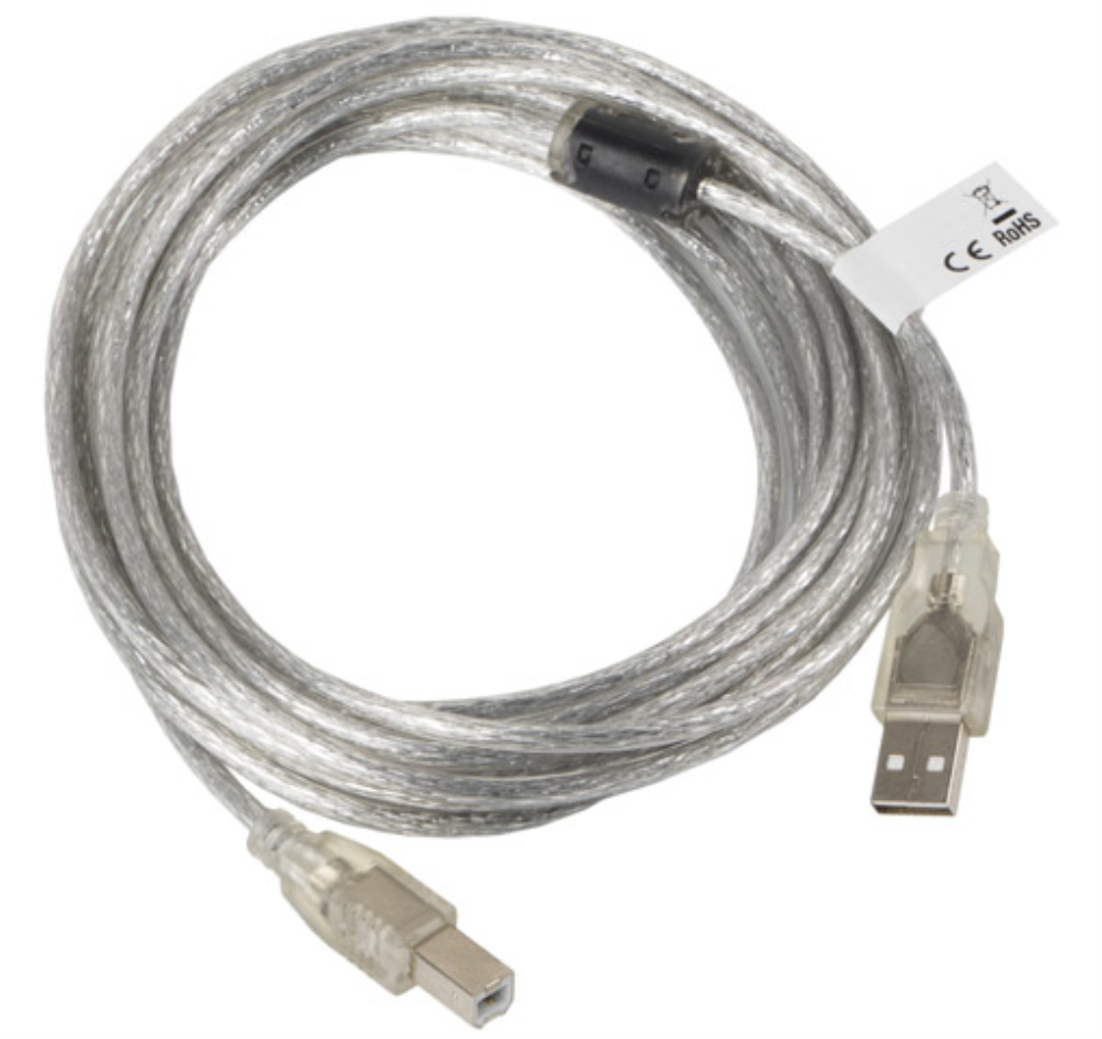 CABLE USB LANBERG USB-A MACHO A USB-B MACHO FERRITA 5M TRANSPARENTE - detalle