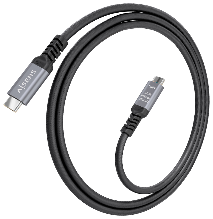 CABLE USB4 AISENS GEN3x2 40GBPS 8K60HZ 5A 48V 240W E-MARK C/M-C/M 1.5M - detalle
