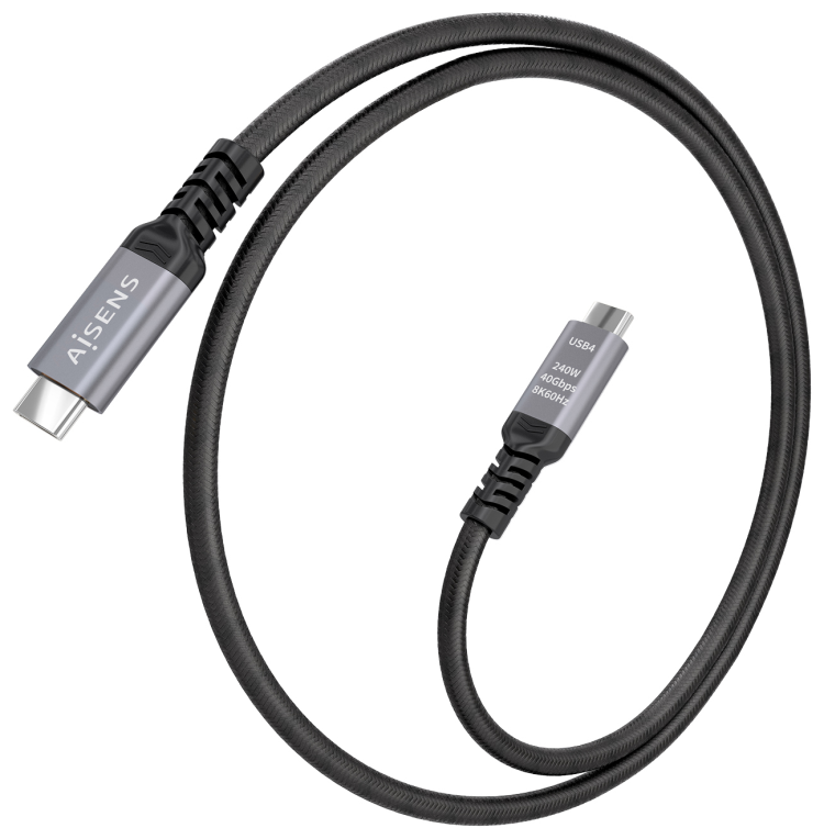 CABLE USB4 AISENS GEN3x2 40GBPS 8K60HZ 5A 48V 240W E-MARK C/M-C/M 1M - detalle